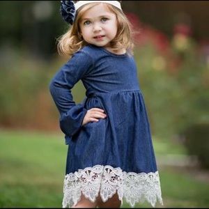 Adorable SOFT denim Dresses with white detailing